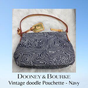 Vintage Dooney and Bourke Doodle Pouchette - Navy